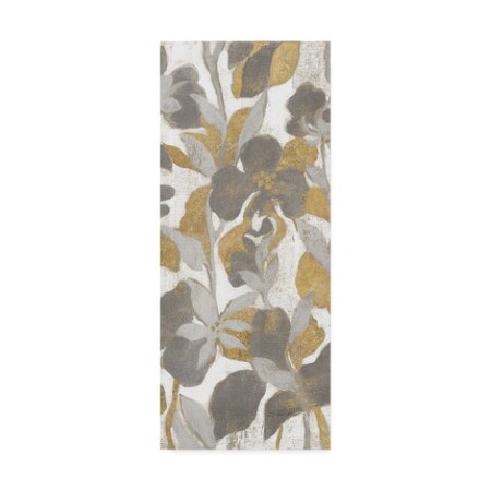 Trademark Fine Art Silvia Vassileva 'Tropical Screen II Gray Gold Crop' Canvas Art, 14x32 WAP03256-C1432GG